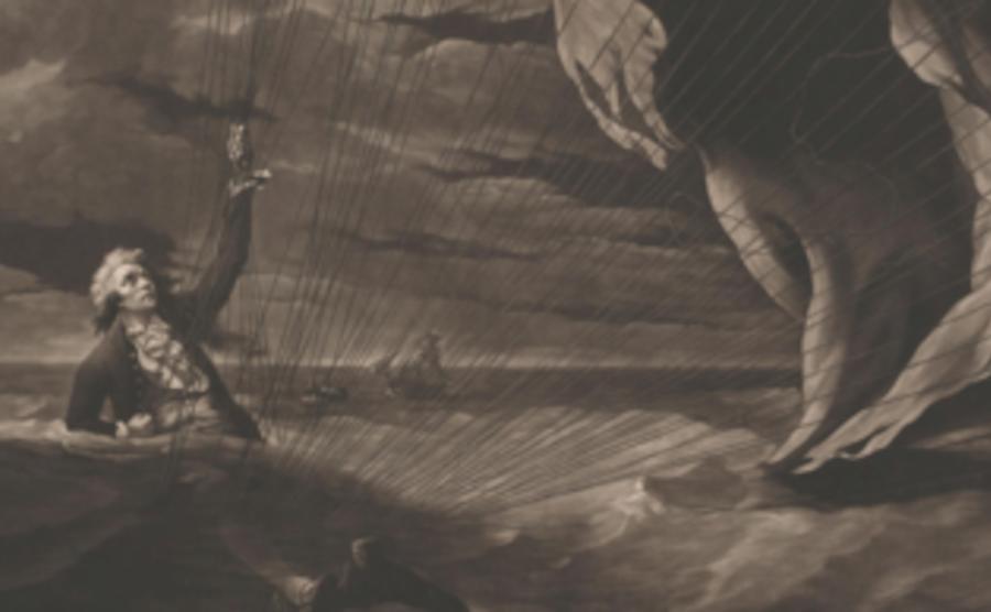 Illustration: John Money échoué en mer avec son ballon, John Murphy, d’après Philip Reinagle, 1789